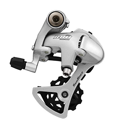 Sunrace RDR81 8-Speed Short Cage Bike Derailleur with Bolt, Silver